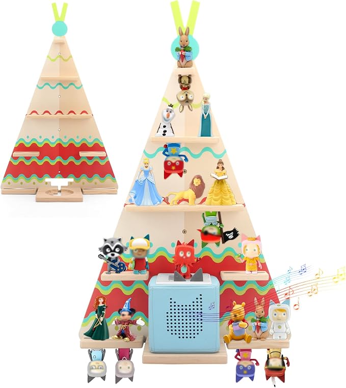 Tent for Tonies Box 1/2 Tonies Figures Organizer Storage Shelf Wall Mounted, Magnetic Display Collection 30~40 Characters Floating Shelves Storage Player