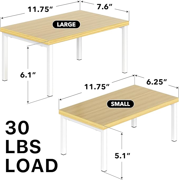 Simple Houseware Stackable Cabinet Counter Shelf Wooden Surface, Oak | Expandable Organizer 7.6" D x 11.75" W x 6.1" H