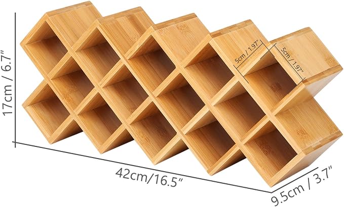 Phyllia Bamboo Spice Rack Organizer 4-Tier Countertop Organiser, Criss-Cross Kitchen cabinet Free-Standing Countertop Storage shelf Fit for Spice Jar, Can, Bottle (Jars Not Include)