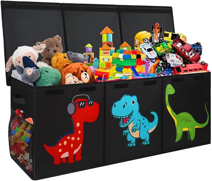 Mabahoo Extra Large Toy Box, Collapsible Toy Storage Organizer with Lids, Cute Toy Storage Chest for Kids Boys Girls, 40" x 16" x 16" Bin Box for Living Room, Playroom, Bedroom, Nursery