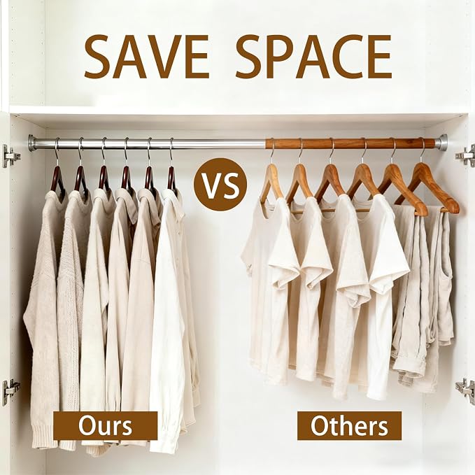 30 Pack Wooden Hangers, Solid Wood Coat Hanger with 360 Swivel Hook, Smooth Finish 17.5 Inch Clothes Hanger with Shoulder Groove for Shirts, Pants, Suits, Jackets, Dresses, Dark Brown
