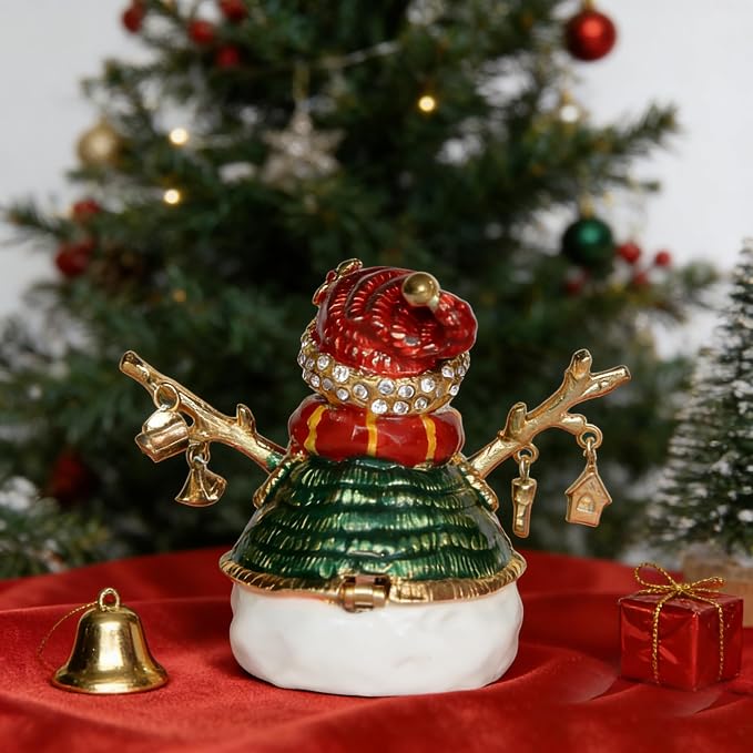 Christmas Ornament Trinket Box Jewelry Box Hand Painted Decorative Box with Hinged Lid Ring Earring Holder Holiday Figurine Collectible