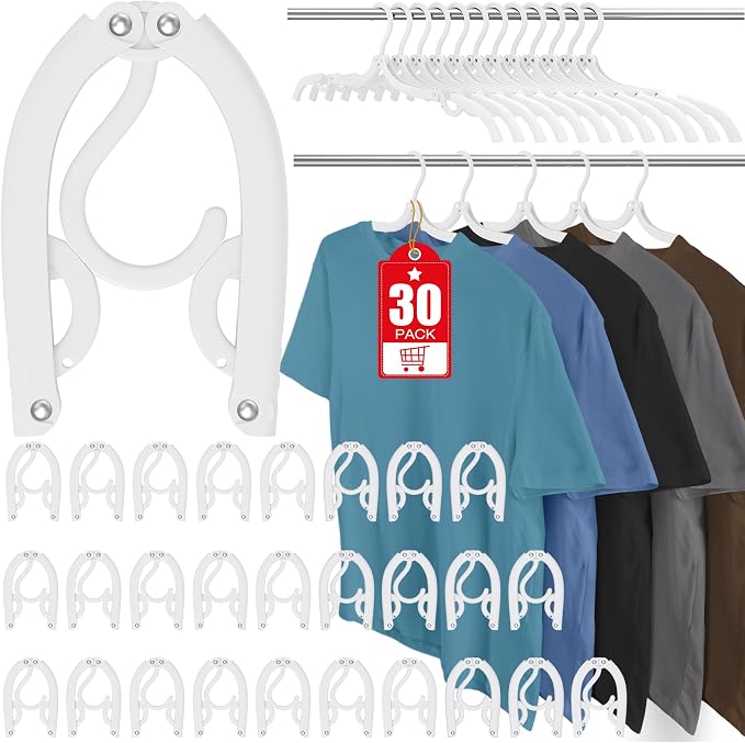 30Pcs Foldable Travel Hangers Cruise Essentials Travel Essential Phone Size | Portable Plastic Cruise Ship Essentials Cruises Must Haves 2026 for Suitcase Camping Flying RV Europe Vacation White