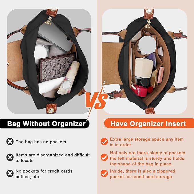 LOUKAYCCI Purse Organizer Insert for Le Pliage Medium Handbags Insert（EarthColor, Medium）