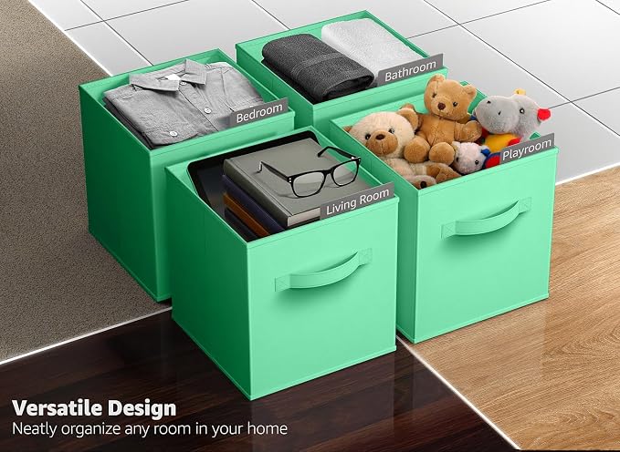 Sorbus Fabric Storage Cubes - 6 Foldable Storage Bins for Organizing Pantry, Cubbies, Toy Box - Clothes Storage & Closet Organizer - 13 Inch Collapsible Cube Baskets for Shelves with Handle