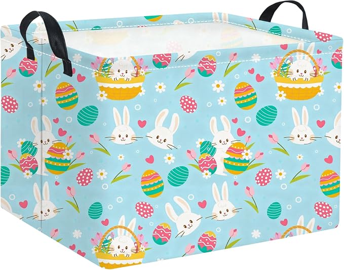 Rectangular Flower Easter Basket for Kids - Baby Storage Bin and Organizer, Shelf, Book Basket, Room Decor