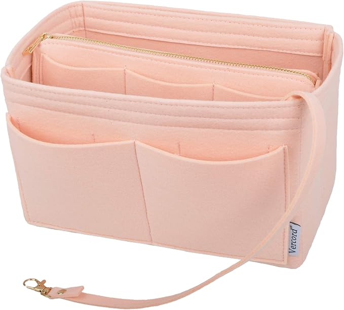 Vercord Felt Organizer Insert For Purse Handbag Tote Bag In Bag Inside Shaper Divider Neo Pink Large