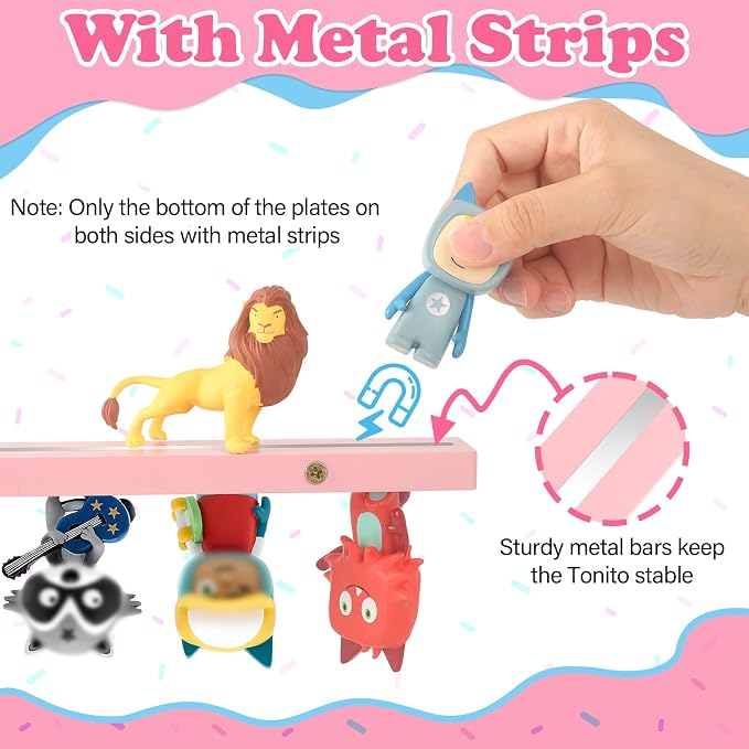 for Tonies Box Shelf Storage Magnetic Wall Mounted Set of 2, Compatible with Tonies Characters Figures Player Character for Children Room (Pink)
