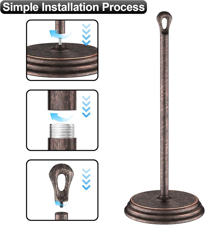 KASUNTO Toilet Paper Holder with Rustproof, Metal Free Standing Toilet Paper Stand Storage for Bathroom, Tissue Paper Roll Holder for Bathroom Accessories (Oil Rubbed Bronze)