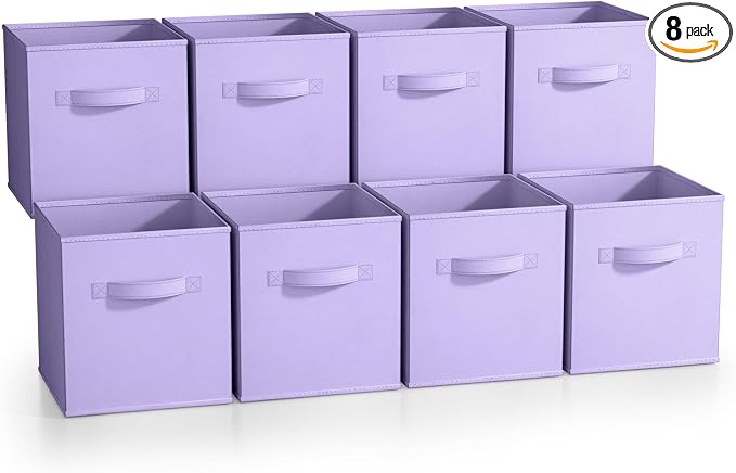 Sorbus Fabric Storage Cubes - 8 Foldable Storage Bins for Organizing Pantry, Cubbies, Toy Box - Clothes Storage & Closet Organizer - 11 Inch Collapsible Cube Baskets for Shelves with Handle
