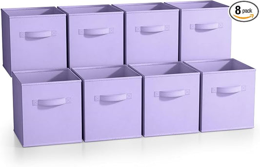 Sorbus Fabric Storage Cubes - 8 Foldable Storage Bins for Organizing Pantry, Cubbies, Toy Box - Clothes Storage & Closet Organizer - 11 Inch Collapsible Cube Baskets for Shelves with Handle