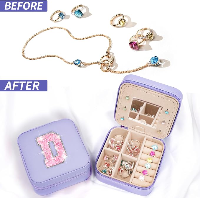 Uygafly Gifts for Teen Girl Trendy Stuff,Birthday Gift for 5 6 7 8 9 10 11 12 13 14 15 Year Old Girls,Cute Travel Jewelry Case Small Box | Lavender,D