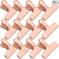 Chip Clips, 12 Pack Bag Clips, Stainless Steel Chip Clip, Metal Clip for Food, Air Tight Seal Great for Kitchen Home Office (Rose Gold)