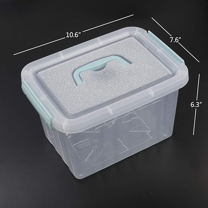 Gloreen 6 Packs 6 Quart Clear Lidded Storage Bins, Plastic Latching Container Box with Handle