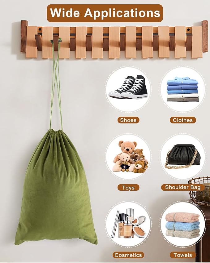 4 Pcs Shoe Bags for Travel, Dust Velvet Bags, Sage Green, 17.3x12.6 Inch | Washable & Reusable Travel Shoe Bags, Dustproof Shoe Bags with Drawstring Closure, Suitable for Travel, Home Storage