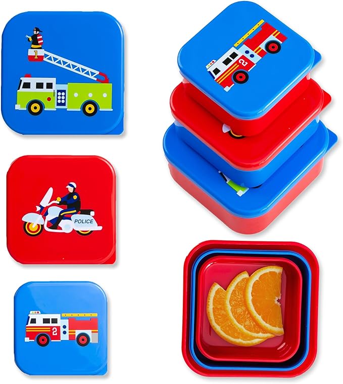 Wildkin Set of 3 Kids Nesting Food Containers for Boys – Stackable, Airtight & BPA-Free Snack Containers, Dishwasher Safe Lunch Box Containers for School & Travel, Ages 3–12 – Heroes