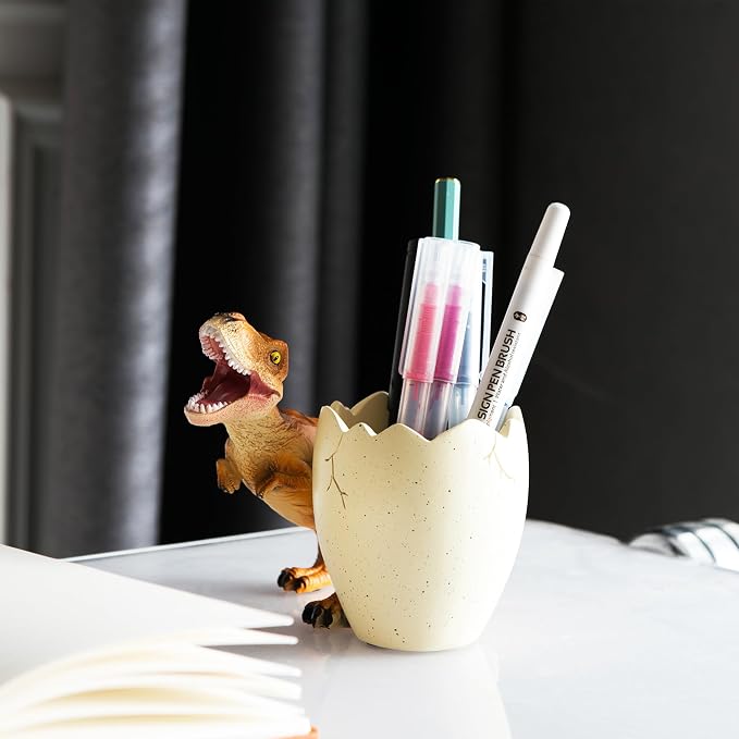 Dinosaur Pen Holder & Pencil Holder for Desk, T-Rex Desk Accessories Jurassic Park Office School Supplies, Dino Toothbrush Holder, Idea Gifts for Adults Kids Women Men