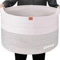 GOCAN Extra Large Laundry Basket 22" X 22"X 14" XXXL Cotton Rope Woven Basket for Blankets Storage Basket with Handles for Living Room (Beige)