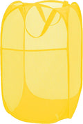 Pop Up Laundry Basket Mesh Collapsible Laundry Basket Foldable Popup Hamper for Bedroom, Dorms, Travel, Cruise, Yellow