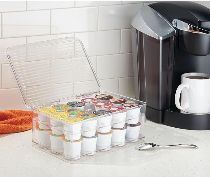 iDesign Stackable Coffee Pod Holder for K-Cup Pods, Set of 2, Clear | 29 K-Cup Capacity