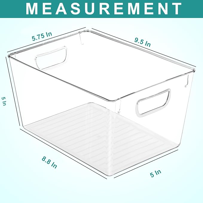 Utopia Kitchen Clear Organizer or Storage Bins - 6 Pack Pantry Organizers and Storage Bins - Medium Clear Storage Containers for Organizing Fridge, Kitchen Organization