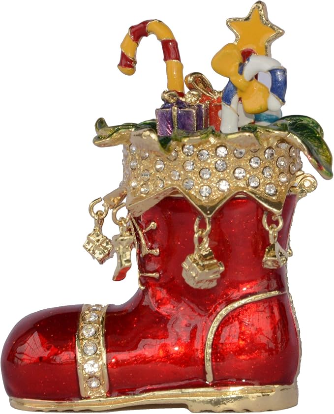 Christmas Ornament Trinket Box Jewelry Box Hand Painted Decorative Box with Hinged Lid Ring Earring Holder Holiday Figurine Collectible