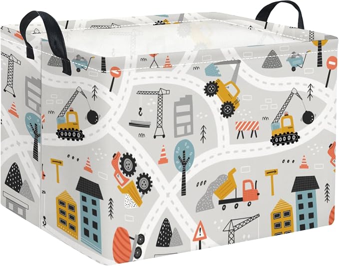 Rectangular Baby Kids Storage Basket for Home Kitchen Girls Cute Storage Bin Organizer Shelf Book Room Decor(Car)