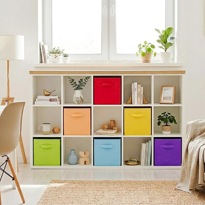 ShellKingdom Storage Bins, Foldable Fabric Storage Cubes And Cloth Storage Organizer For Closet And Toys, 6 Pack (Multi Colors)
