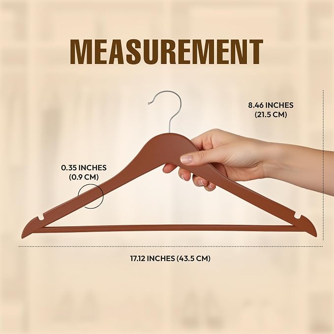 Utopia Home Premium Wooden Hangers 20 Pack - Durable & Slim Coat Hanger - Suit Hanger with 360-Degree Rotatable Hook - Wood Hangers with Shoulder Grooves (Cherry Color)