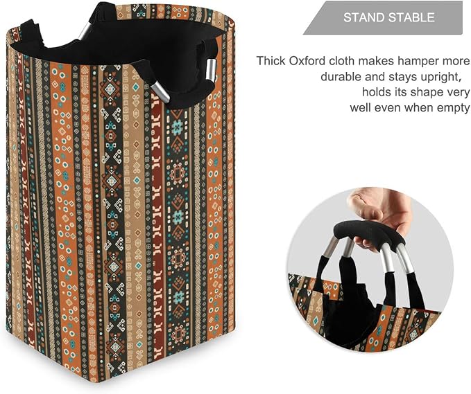 Western Boho Large Laundry Hamper Basket, Collapsible Laundry Bag Storage Bins Baskets with Handles for Laundry, Bedroom, Home Decor