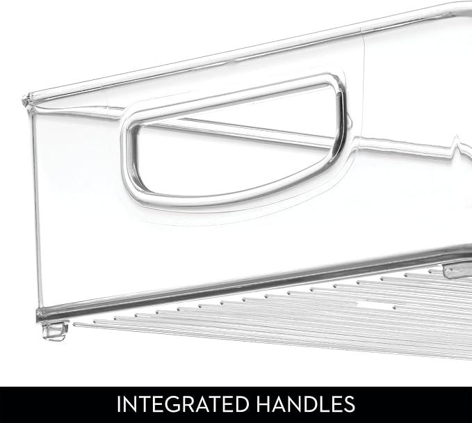 iDesign Plastic Stackable Pantry Bin - Organizer Bin with Handles for Cabinets or Fridge - Set of 2 - Clear
