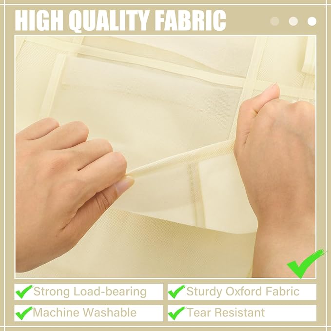 Windyun 40 Over the Door Shoe Organizer Large Breathable Mesh Pockets Hanging Shoe Rack for Closet Beige Behind Door Hanger Storage Holder Nonslip Hooks for Women Men Entryway Bedroom Utility Room