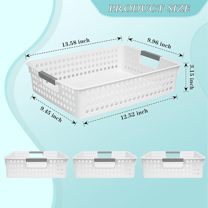 Soddeph A4 Paper Trays for Classroom with Grip Handles,Book Baskets for Library, Drawers, Office, Home,Desk,Turn in Trays Classroom Plastic Storage Baskets
