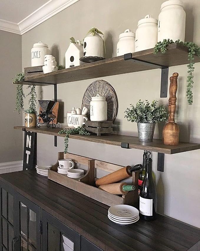 Heavy-Duty Shelf Brackets - Premium Construction Grade 1/4" (6mm) Thick Steel - Matte Black Iron Finish for Modern Farmhouse Rustic Open Shelving w/ Hardware, 4-Pack (L Bracket w/Lip, 11.25"x6")