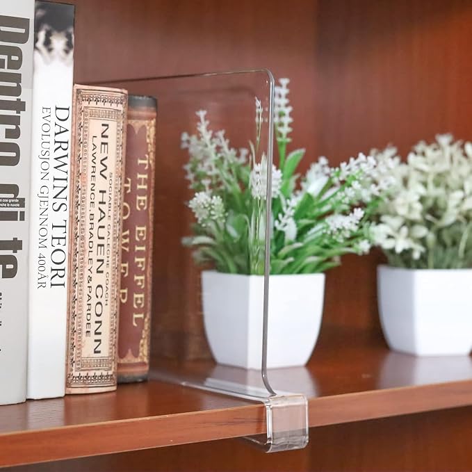 Acrylic Shelf Dividers for Closet Organization, Closet Shelf Organizer Closet Separator for Wood Shelves Clear Shelf Dividers for Closets (8 Pack)