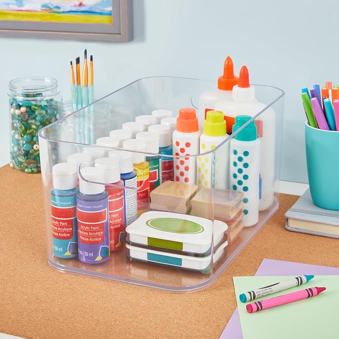 STORi Bliss XL Clear Plastic Storage Bin, Pantry Organizers & Storage Containers, Home Organization Must Haves for Kitchen, Laundry Room, Office, Closet, 12” x 8” Made in USA
