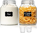 ComSaf 2 Pack 0.7 Gallon (88 Oz) Large Glass Jars with Airtight Lids, Wide Mouth Fermenting Jar for Pantry, Bulk Food Storage Canister for Flour, Sourdough Starter, Pickling, with Scoop