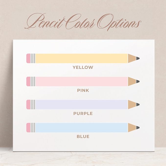 Curio Press Personalized Notepad 50 or 100 Sheets, Custom Stationery Note Pad 3 Sizes - From Desk Of Text Teacher Gifts Appreciation Note with Name Teacher Stationery Gifts - Pastel Pencil Pad