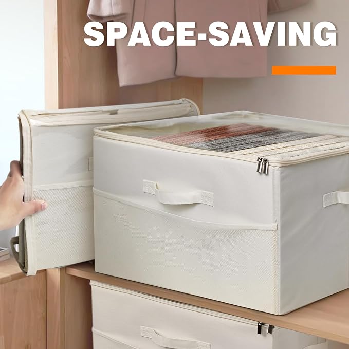 2 Pack Shoe Organizer for Closet Fits 32 Pairs, Foldable Shoe Dividers for Storage Bins with Clear Cover and Adjustable Dividers for Shoes, Sneakers and High Heel Shoe Baskets Bins