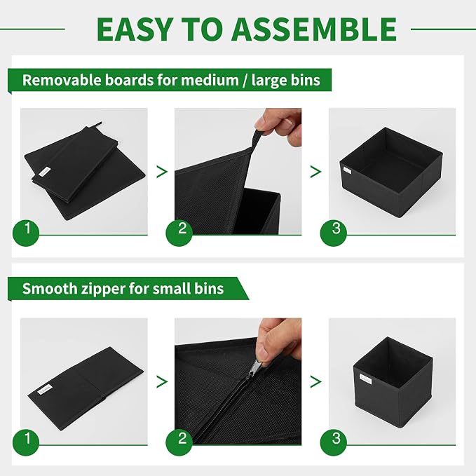 Criusia Drawer Organizer Clothes, 8 Pack Underwear Drawer Organizer, Foldable Cloth Storage Box Closet Organizers and Storage for Clothes, Socks, Scarves, Ties (Black)