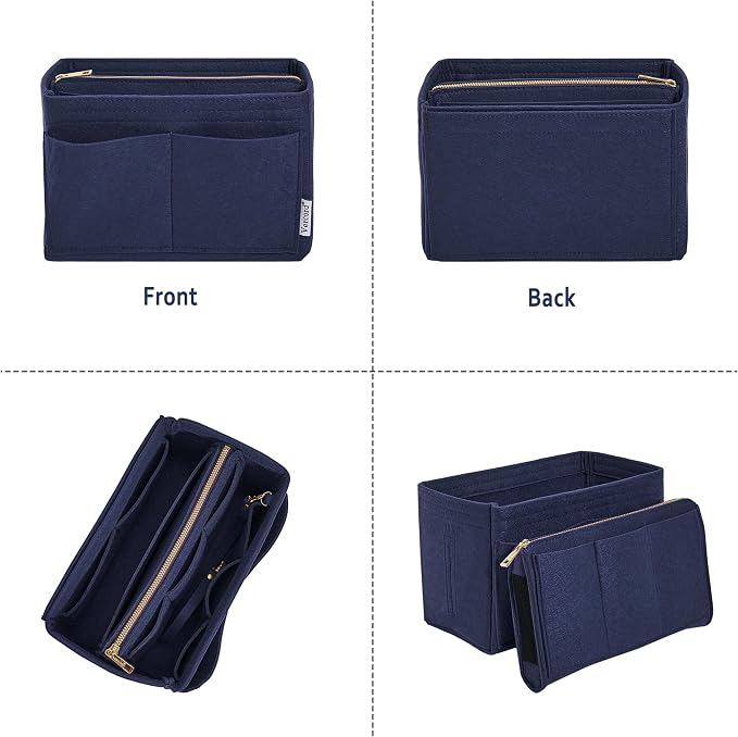 Vercord Felt Organizer Insert for Purse Handbag Tote Bag in Bag Inside Shaper Divider Neo Dark blue Small