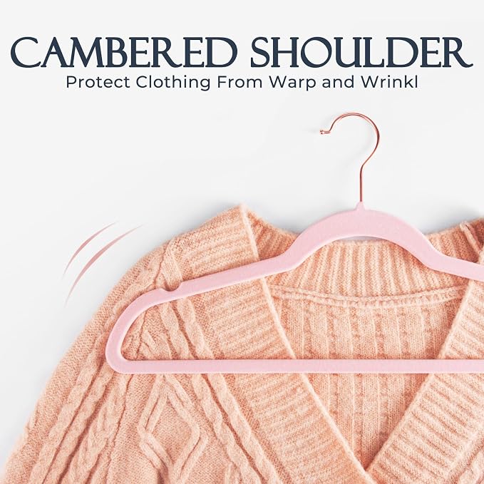 HOUSE DAY Pink Velvet Hangers 240 Pack, Premium Clothes Hangers Non-Slip Felt Hangers, Sturdy Black Hangers Heavy Duty Coat Hangers, Durable Suit Hangers, Space Saving No Hanger Mark Rotating Hook