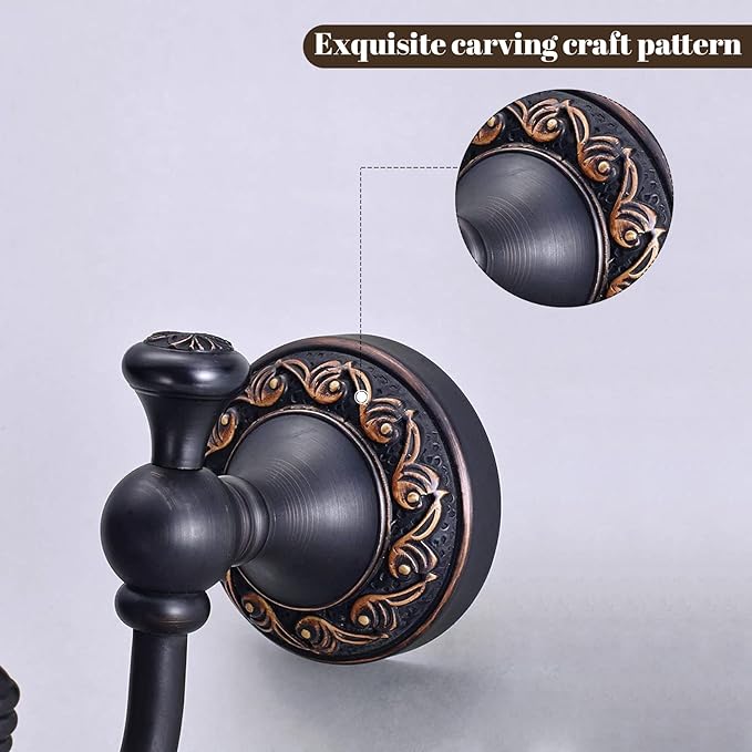 Leyden Brass Towel Hooks, Oil Rubbed Bronze Robe Hooks Antique for Bathroom Cloakroom Kitchen