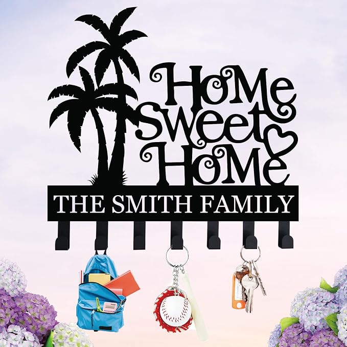 Sweet Home Key Holder for Wall, Key Hanger Decor for Kitchen, Entryway, Hallway, Office, Doorway Housewarming Gifts New Home