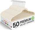 HOUSE DAY Premium Velvet Hangers 50 Pack Ivory, Non-Slip Flocked Felt Hangers, Sturdy Clothes Hanger with 360° Rotatable Hook, Heavy Duty Durable Slim Coat Hanger for Closet Space Saving