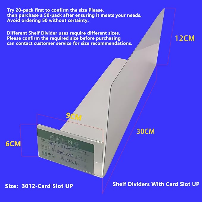 20 Pcs 30 * 12CM 1MM Separator Shelf Dividers Warehouse Shelf Isolation Board PVC Shelf Label for Supermarket Clothing Cabinet Storehouse Shelf