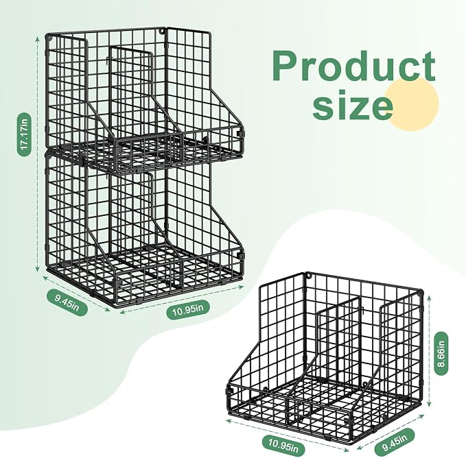 Stackable Can Organizer for Pantry with 2 Adjustable Dividers, Soda Can Organizer, Can Storage Dispenser Holds up to 28 Cans, 2 tier Metal Wire Baskets Can Holder for Kitchen Cabinet Pantry, Black