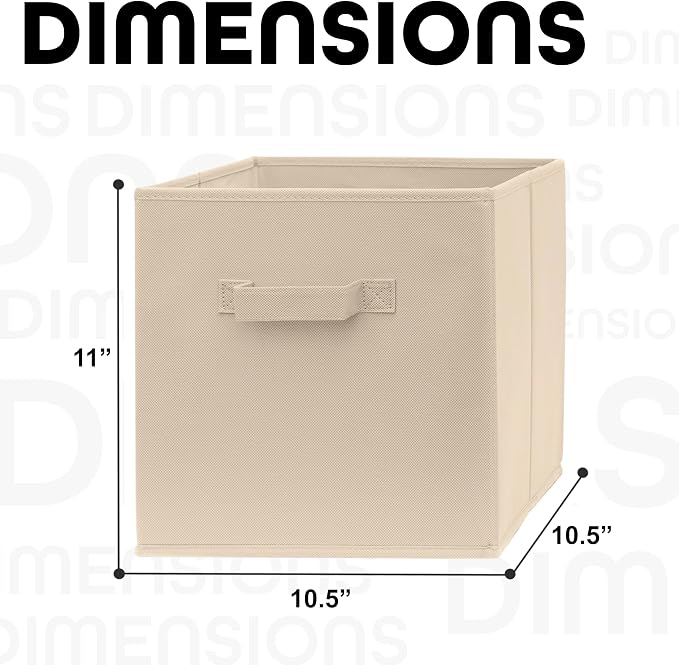 11x11 Cube Storage Bins - 2 Pack - 11 Inch Cube Storage Bin for Bedroom, Living Room, Clothes and Toys; 2 Handles, Foldable Cubby Organizer Bin