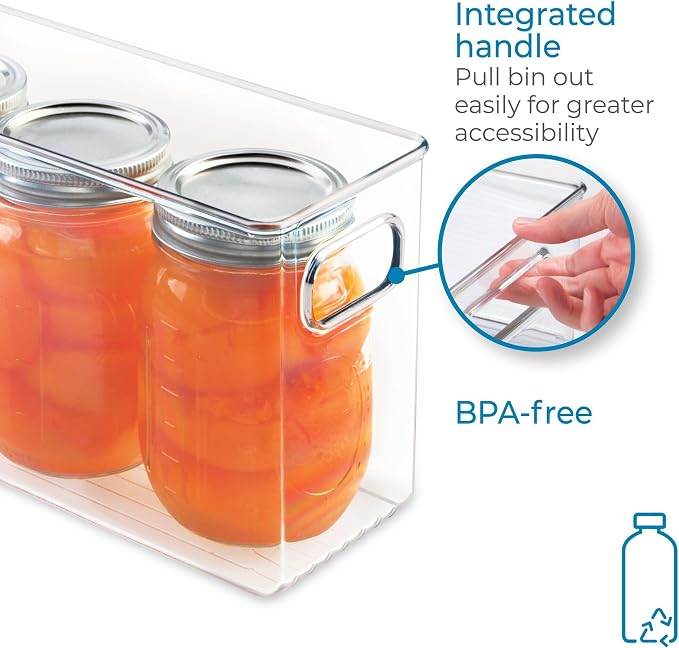 iDesign Slim Clear Plastic Storage Bin, Tall Narrow | Organizer, For Kitchen, Fridge, Freezer, or Pantry