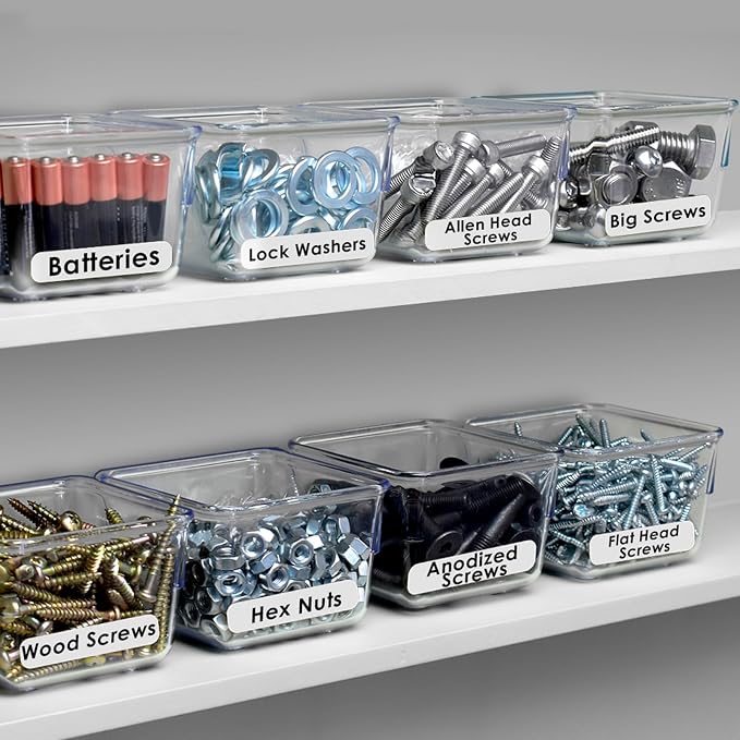 Acrimet 8 Pack Clear Plastic Drawer Organizer Box Set, Square 3" X 3" X 2" Crystal Desk Drawer Trays and Dividers, Storage Bins for Office, Makeup, Kitchen, Bathroom and Junk Drawer